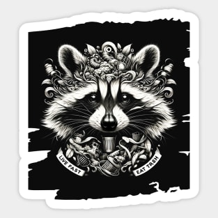 Raccoon Whimsy: The Beauty of Speed and Scraps Sticker